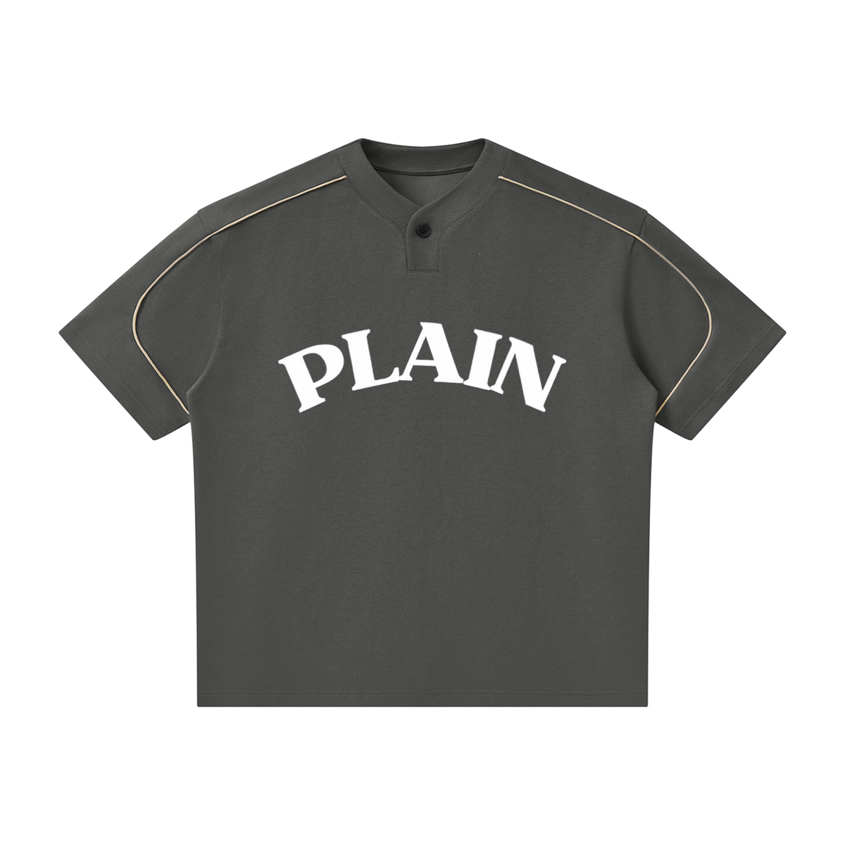 PLAIN Oversized Piping Henley T-Shirt