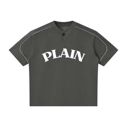 PLAIN Oversized Piping Henley T-Shirt