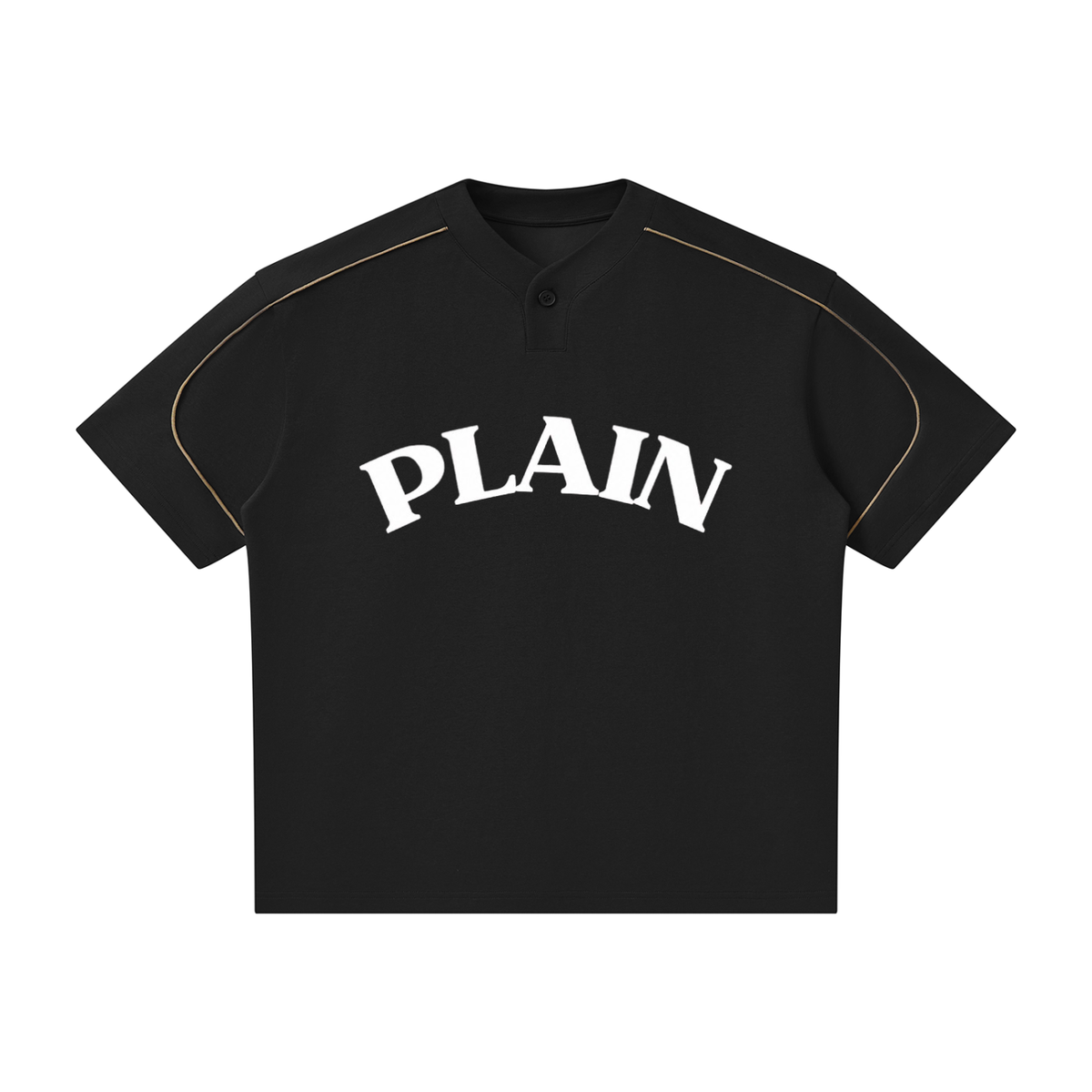 PLAIN Oversized Piping Henley T-Shirt