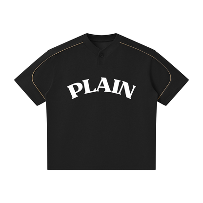 PLAIN Oversized Piping Henley T-Shirt