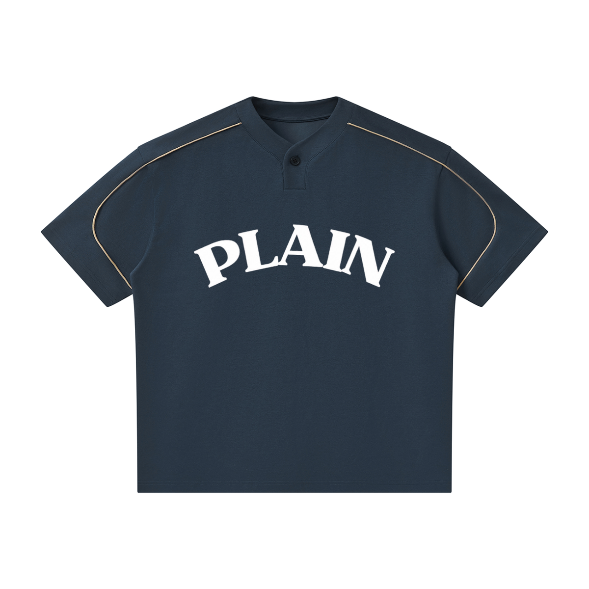 PLAIN Oversized Piping Henley T-Shirt