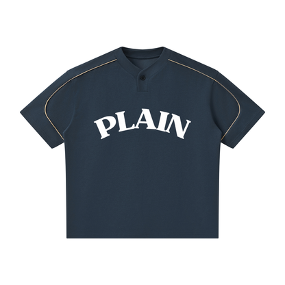 PLAIN Oversized Piping Henley T-Shirt