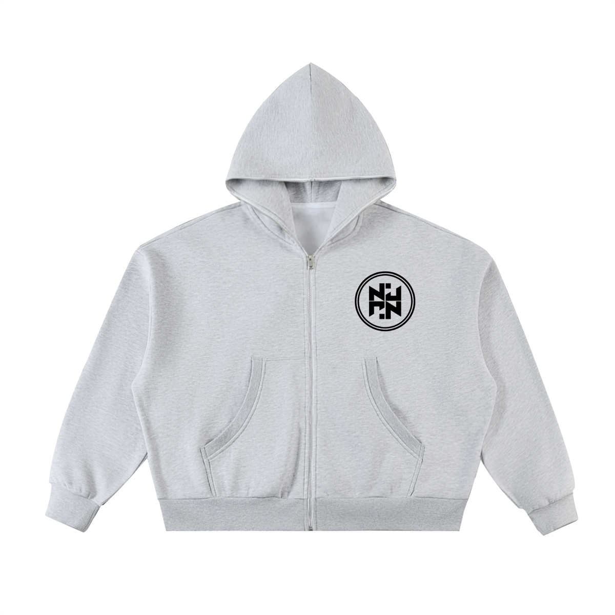 PLAIN Fleeced Full-Zip Boxy Hoodie