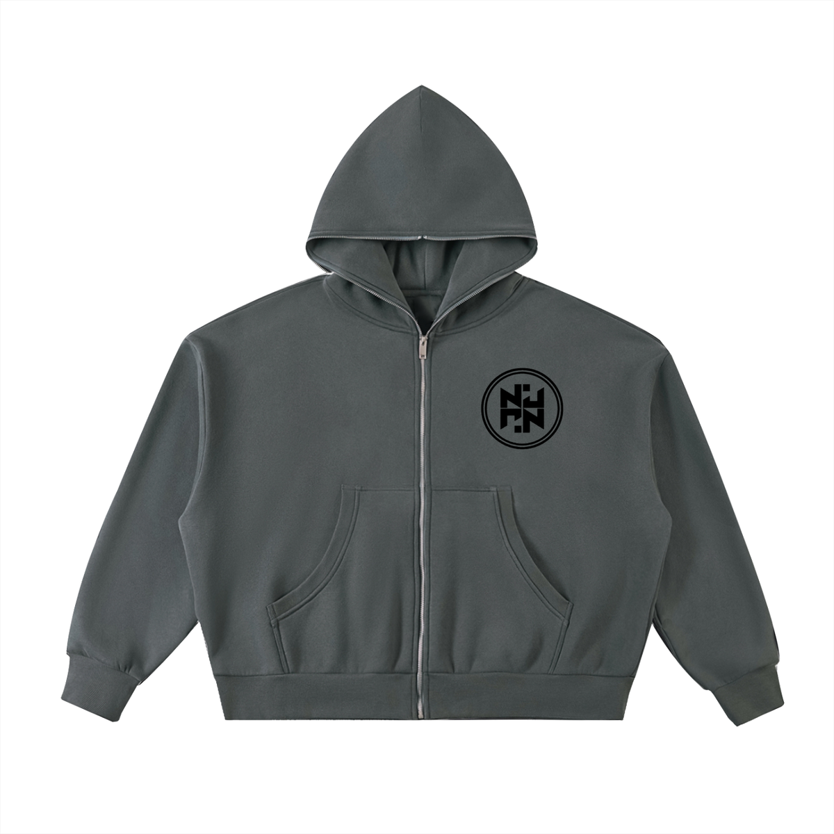 PLAIN Fleeced Full-Zip Boxy Hoodie