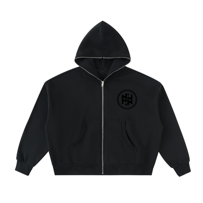 PLAIN Fleeced Full-Zip Boxy Hoodie