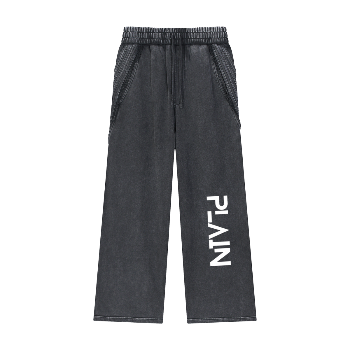 PLAIN Snow Washed Tape Raw Edge Sweatpants
