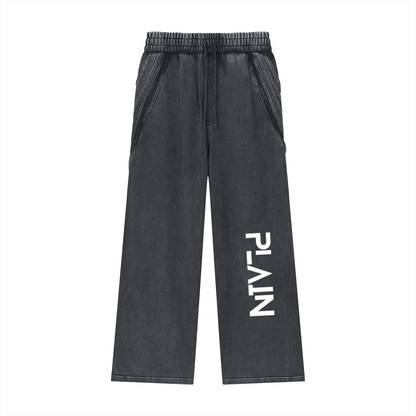 PLAIN Snow Washed Tape Raw Edge Sweatpants