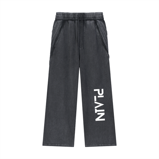 PLAIN Snow Washed Tape Raw Edge Sweatpants