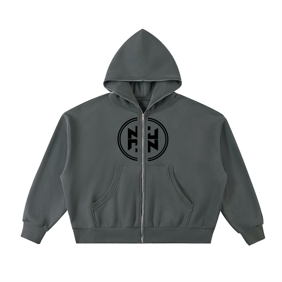 PLAIN Fleeced Full-Zip Boxy Hoodie