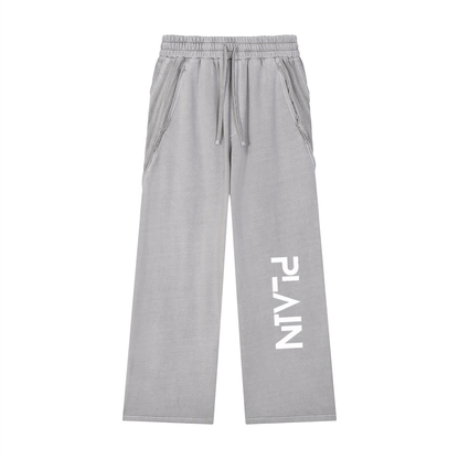 PLAIN Snow Washed Tape Raw Edge Sweatpants