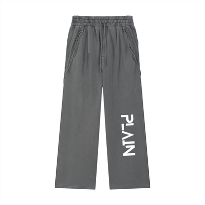 PLAIN Snow Washed Tape Raw Edge Sweatpants