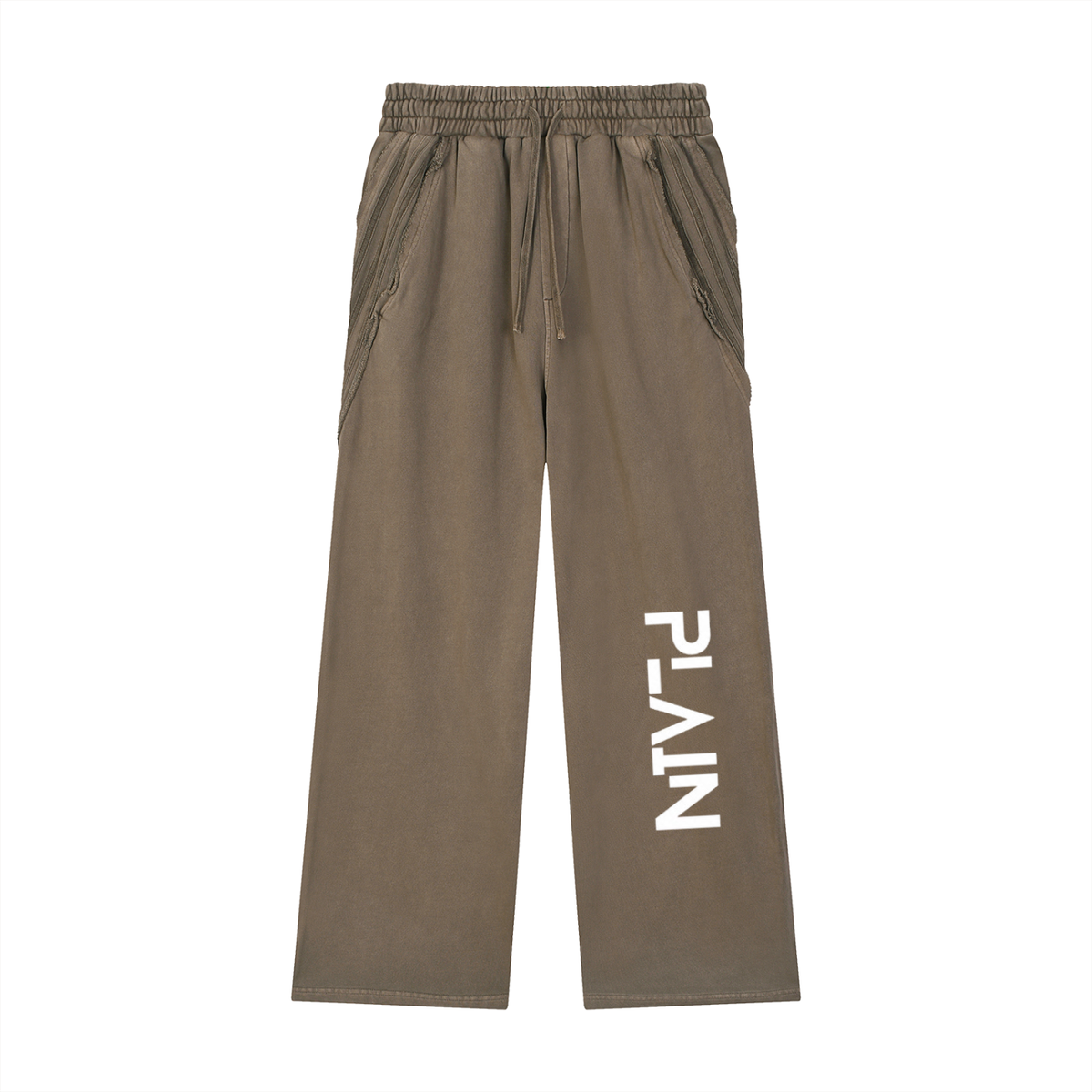 PLAIN Snow Washed Tape Raw Edge Sweatpants